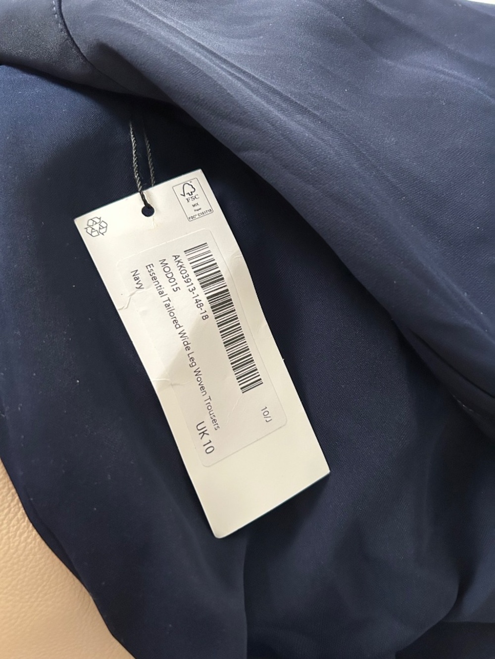 Karen Millen NWT Essential Tailored Wide Leg Woven Trousers Navy Sz 6 - Picture 8 of 11
